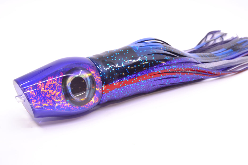 Moyes Lures Pink-Purple Dichro Purple Back Large Sumo 14" 13.8oz Skirted Blue & Black Bars GZE