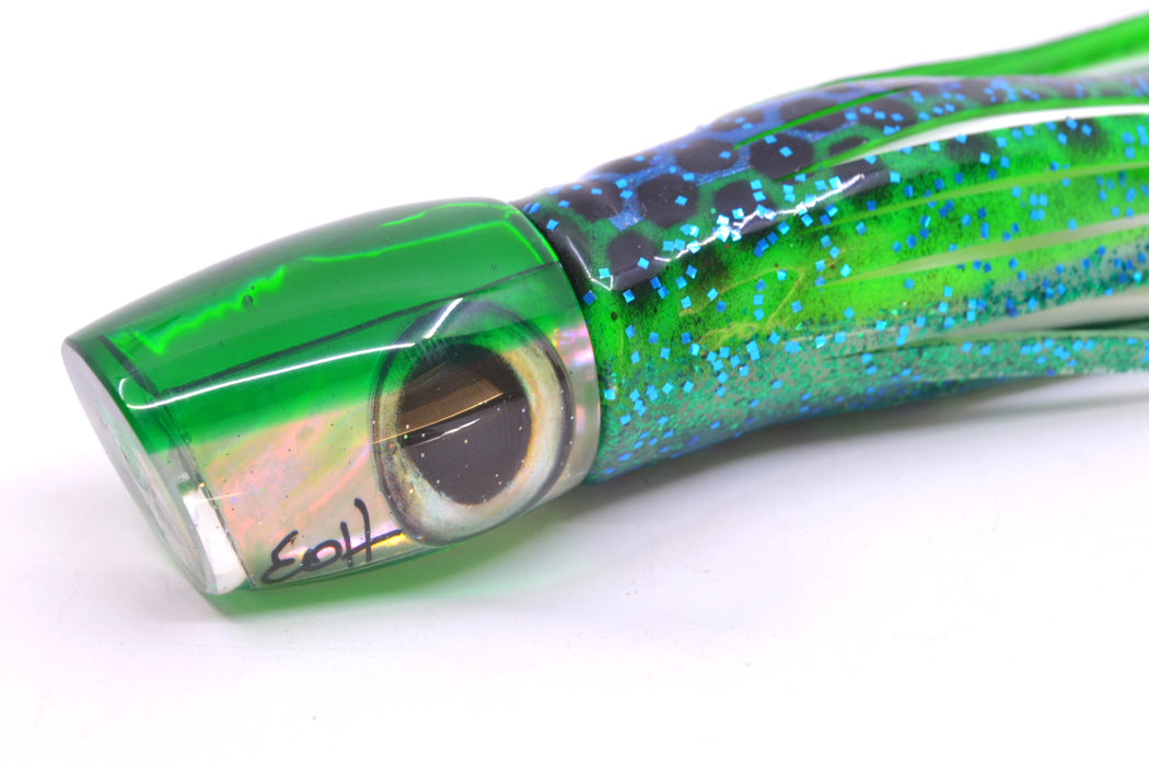 Marlin Magic White Awabi Green Back Small Ruckus 9" 5oz Skirted Black Dots-Blue Dots