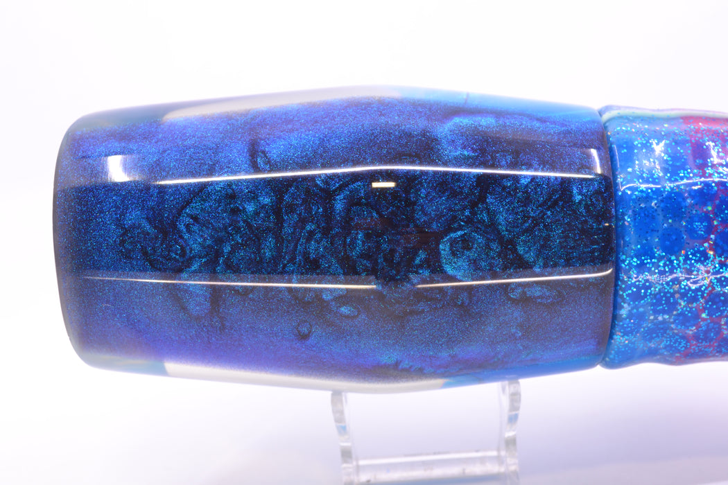 Ali'i Kai Lures Blue-White Shell Blue Back Fish Head Torta Teaser 30oz Skirted Blue Dots