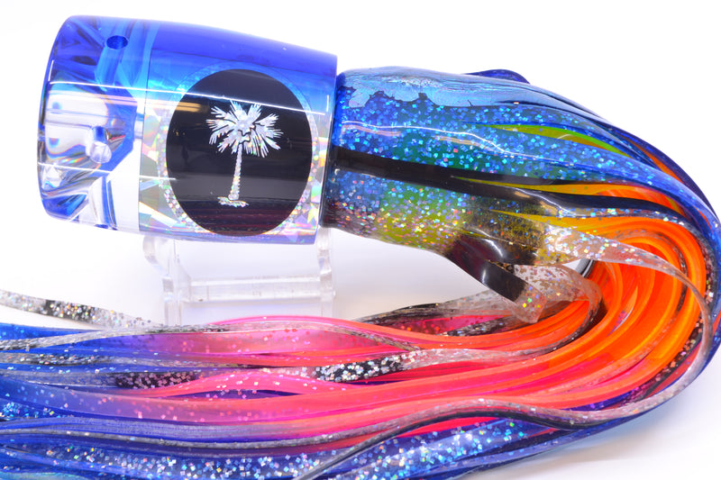 Palmetto Lures Silver Rainbow Flake Blue Back Oh Billy Sr 14" 13oz Skirted Blue-Black Bars/Rainbow