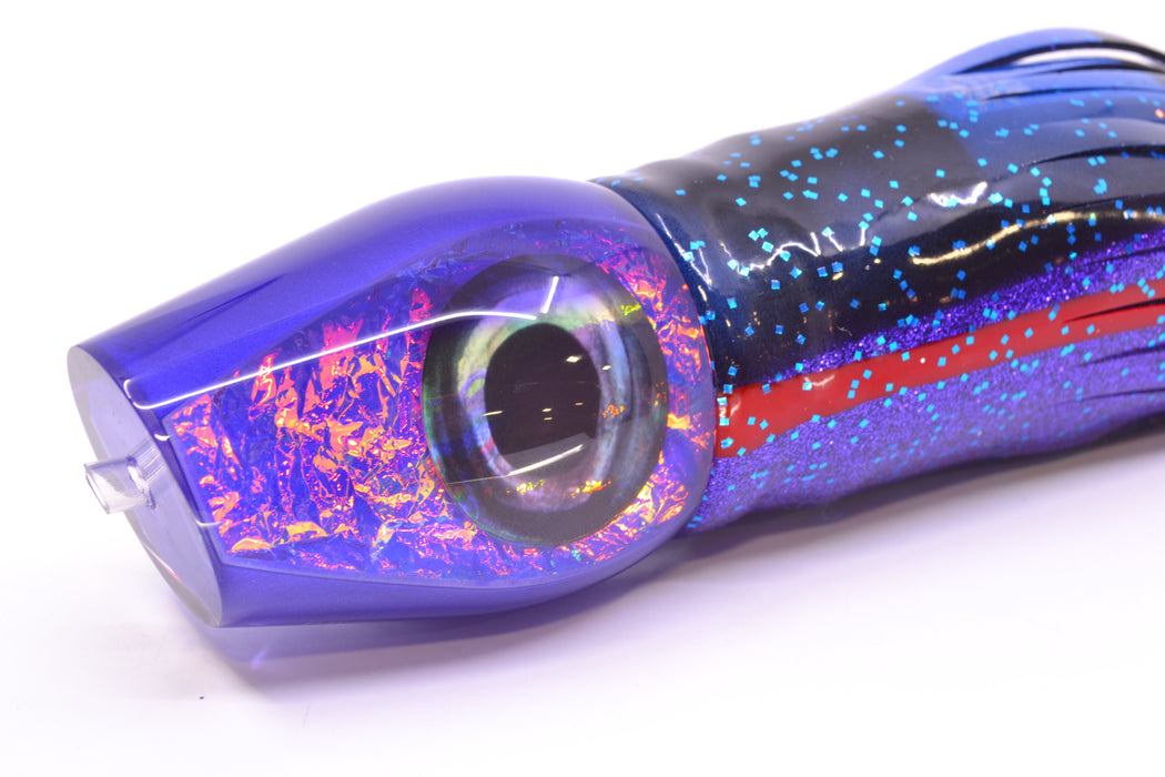 Moyes Lures Pink-Purple Dichro Purple Back Large Sumo 14" 13.8oz Skirted Blue & Black Bars GZE