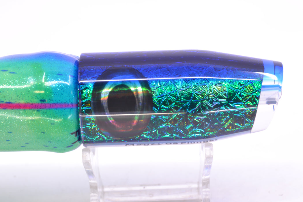 Moyes Lures Blue-Green Oil Slick Blue Back O.S. Plunger 12" 6oz FT Vinyl Mad Mahi GZE