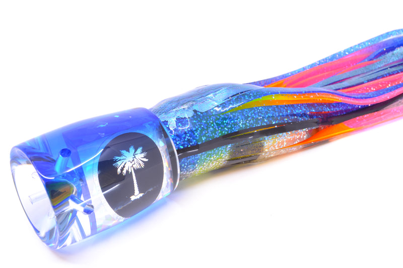 Palmetto Lures Silver Rainbow Flake Blue Back Oh Billy Sr 14" 13oz Skirted Blue-Black Bars/Rainbow