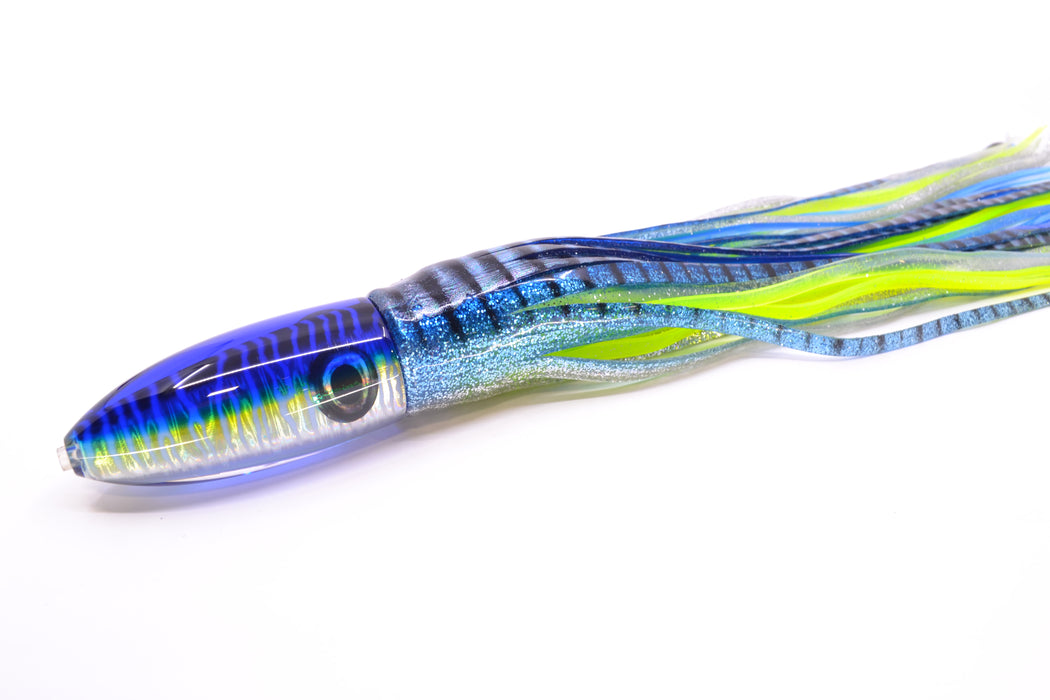 Moyes Lures Blue Mackerel Keeled Medium Ono Bullet 9" 8.7oz Skirted Blue Aurora GZE
