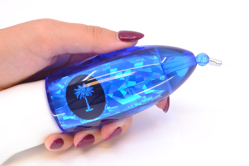 Palmetto Lures Blue Rainbow Flake Big Bully 12" 17oz Skirted White/Blue