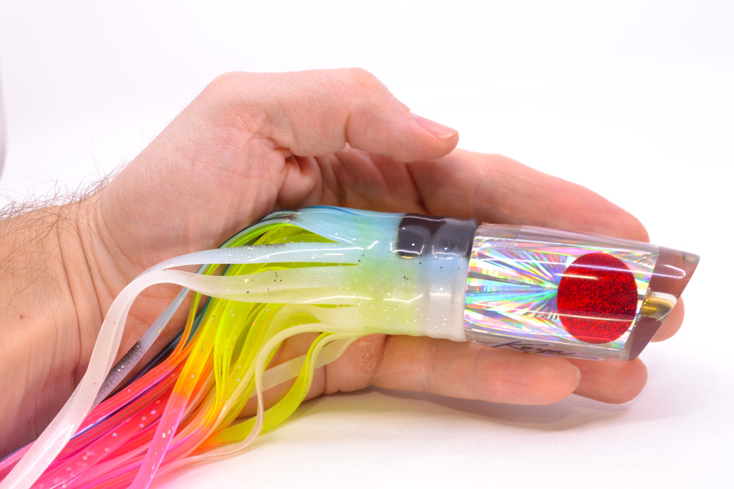 Koya Lures Silver Rainbow Starburst Red Eyes Poi Dog 9" 7oz Skirted Fruit Salad