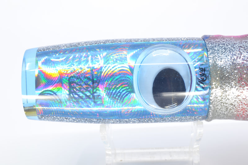 Koya Lures Ice Blue Rainbow Swirl Doll Eyes Hard Head Offset Tube 12" 6.8oz Skirted *CHIPPED*