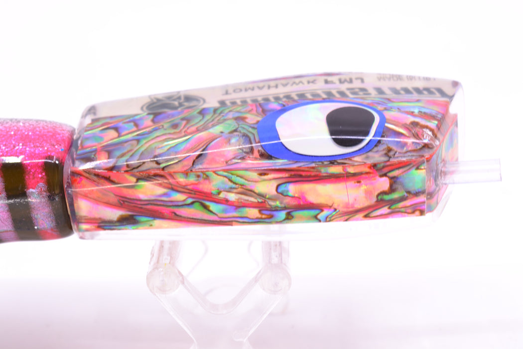 Marlinstar Pink Paua Shell Lead Medium Tomahawk FMJ 9"+ 11.4oz Skirted Pink Aurora GZE