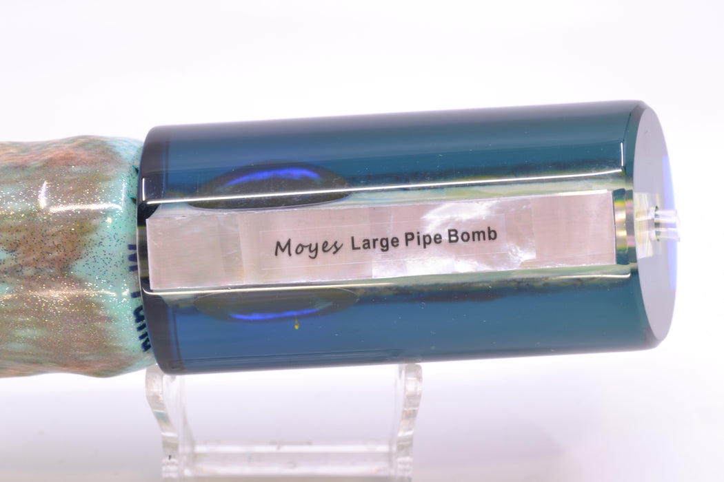 Moyes Lures Paua-MOP Blue-Yellow Back Large Pipe Bomb 14" 10.5oz FT Vinyl Tuna