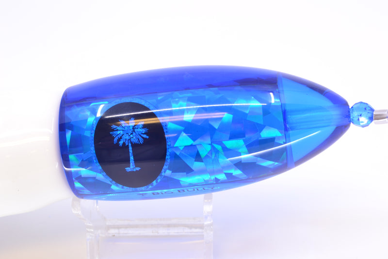 Palmetto Lures Blue Rainbow Flake Big Bully 12" 17oz Skirted White/Blue