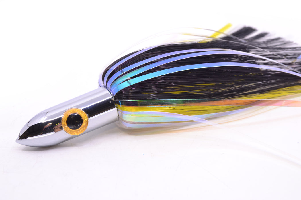 Iland Lures Black-Yellow-Crystal Flash Hair Chrome Head "Hawaiian Eye" Ilander 8.5" 2.5oz IL400F-BK/YL/CY