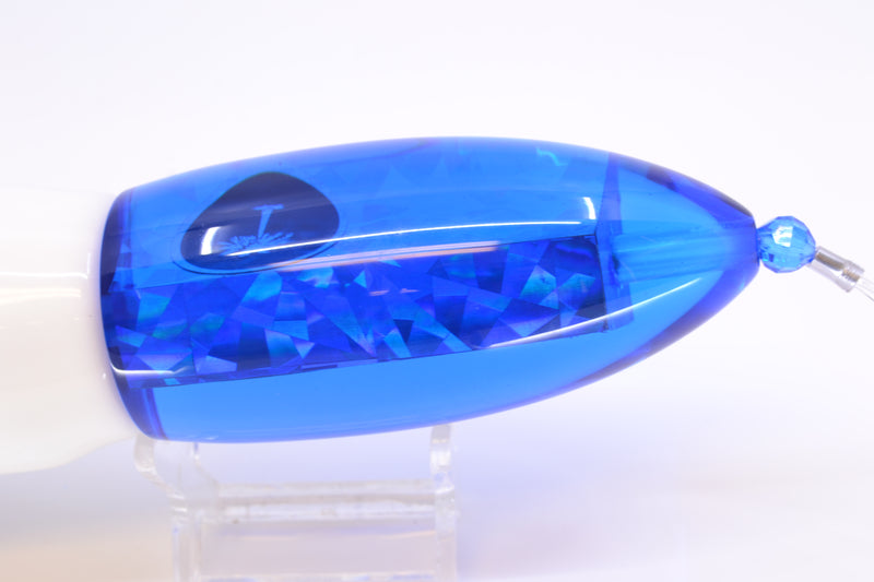 Palmetto Lures Blue Rainbow Flake Big Bully 12" 17oz Skirted White/Blue