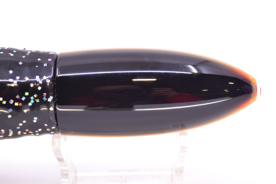 Moyes Lures Silver Aurora Black-Orange Back Keeled Medium Ono Bullet 9" 8.7oz Skirted GZE