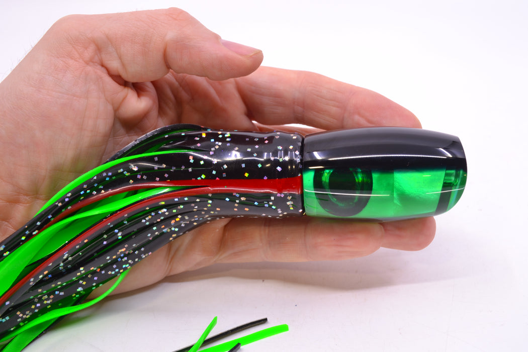 Moyes Lures Green MOP Black Back Small Argus 9" 3.5oz Skirted Black/Green GZE