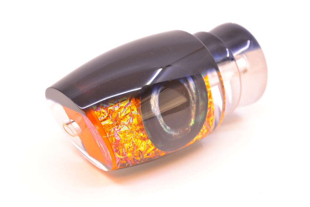 Moyes Lures Orange Rainbow Dichro Black Back Taxi Eyes Large J-Boy 14" 6oz