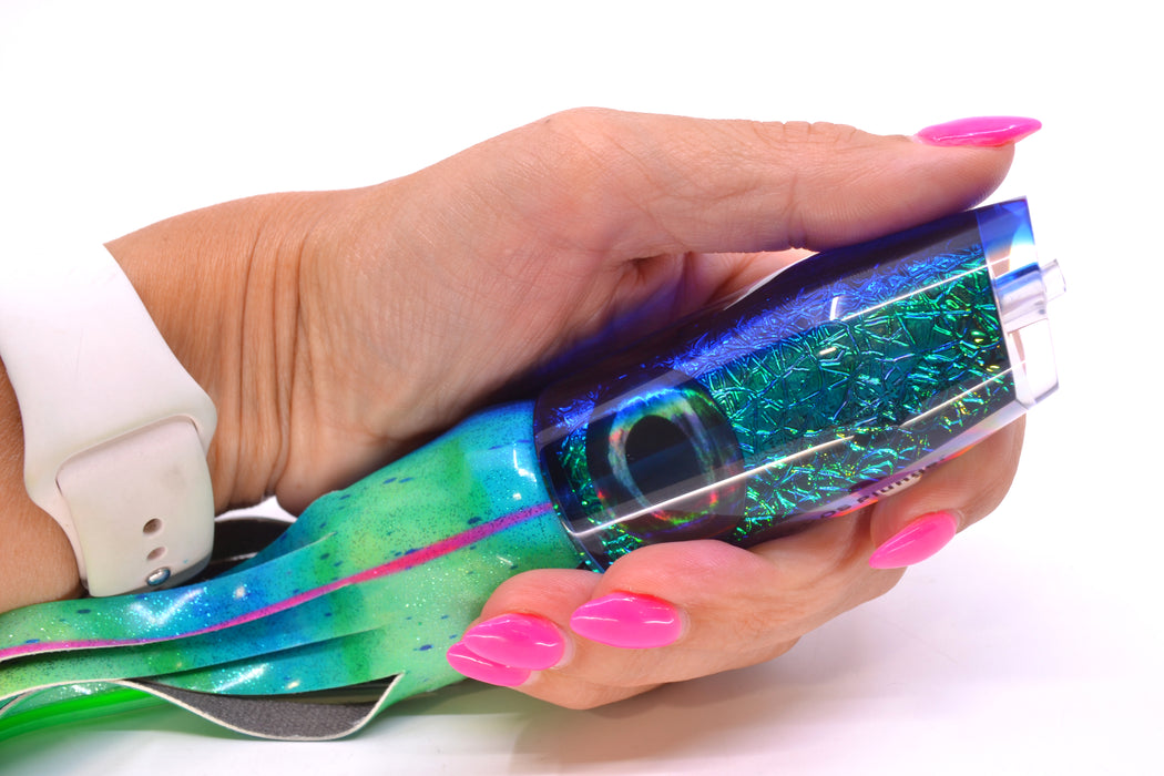 Moyes Lures Blue-Green Oil Slick Blue Back O.S. Plunger 12" 6oz FT Vinyl Mad Mahi GZE