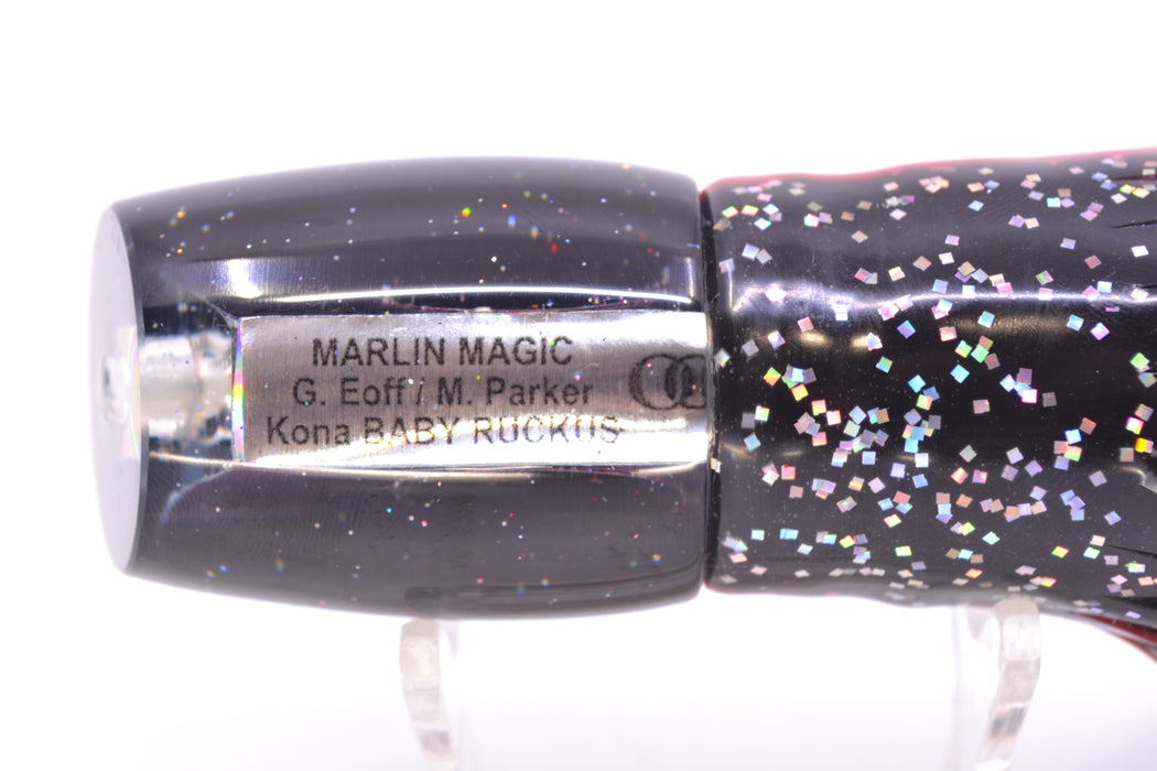 Marlin Magic Lures Purple MOP Black Back Red Eyes Baby Ruckus 10" 6.5oz Skirted Black