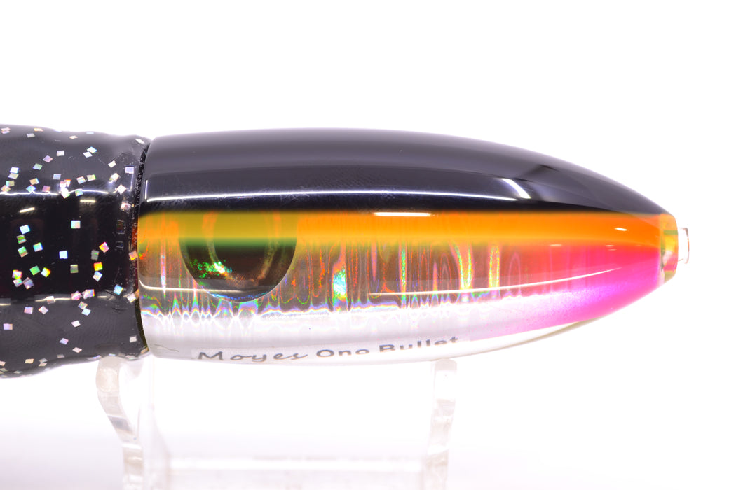 Moyes Lures Silver Aurora Black-Orange Back Keeled Medium Ono Bullet 9" 8.7oz Skirted GZE