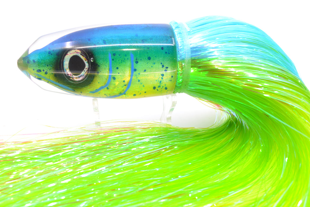 Tsutomu Lures Mahi Fish Head Benchmark Bullet 12" 8oz EZ Flash Ice Blue-Green