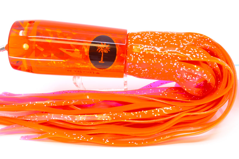 Palmetto Lures Orange Rainbow Flake LegaSea Jr 14" 19oz Skirted Orange-Pink