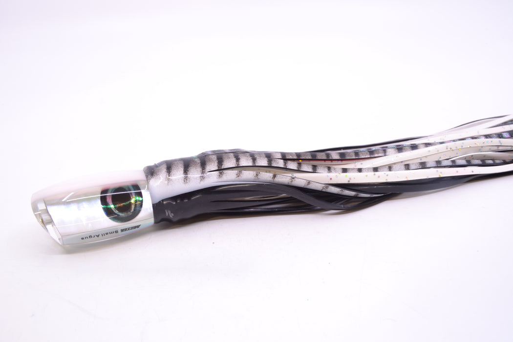 Moyes Lures White MOP White Back Small Argus 9" 3.5oz Skirted White Aurora-Black GZE