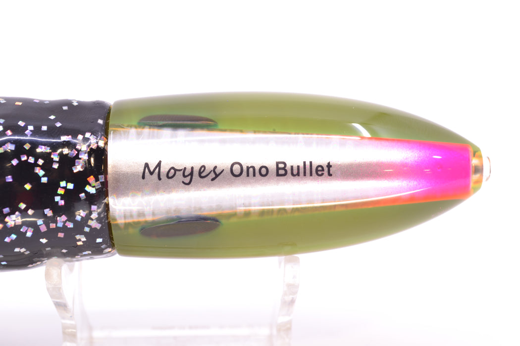 Moyes Lures Silver Aurora Black-Orange Back Keeled Medium Ono Bullet 9" 8.7oz Skirted GZE