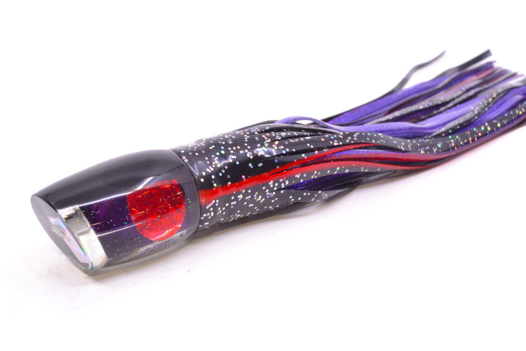 Marlin Magic Lures Purple MOP Black Back Red Eyes Baby Ruckus 10" 6.5oz Skirted Black