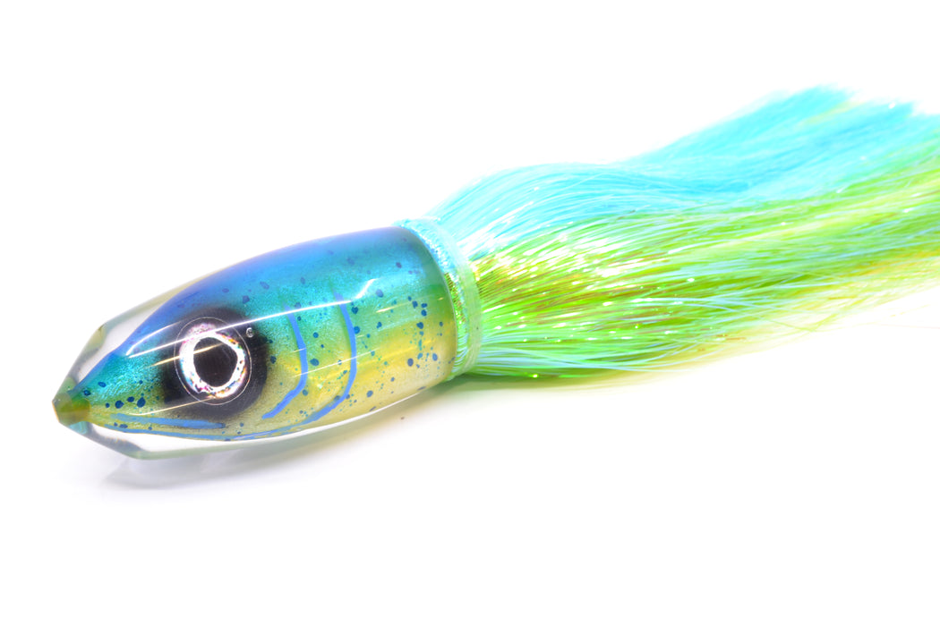 Tsutomu Lures Mahi Fish Head Benchmark Bullet 12" 8oz EZ Flash Ice Blue-Green