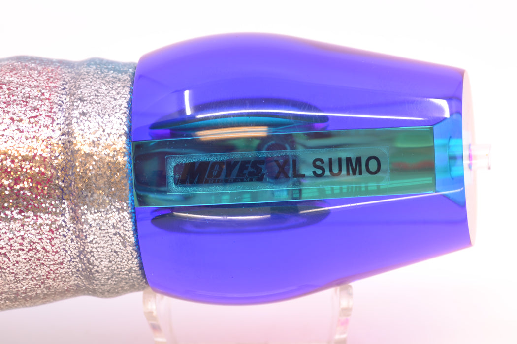 Moyes Lures Ice Blue Mirrored Pink Back Taxi Eyes XL Sumo 16" 20.5oz Skirted Blue-Silver