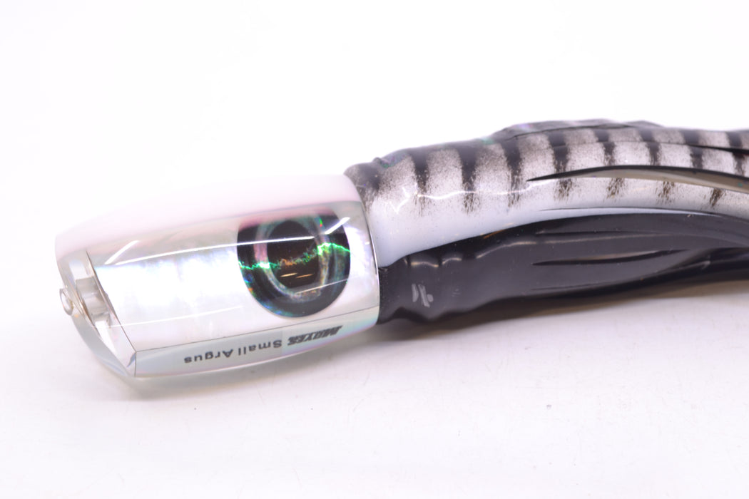 Moyes Lures White MOP White Back Small Argus 9" 3.5oz Skirted White Aurora-Black GZE