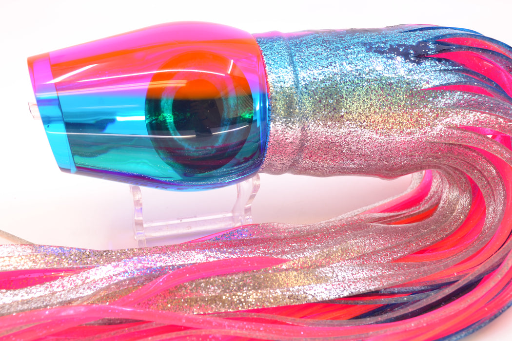 Moyes Lures Ice Blue Mirrored Pink Back Taxi Eyes XL Sumo 16" 20.5oz Skirted Blue-Silver