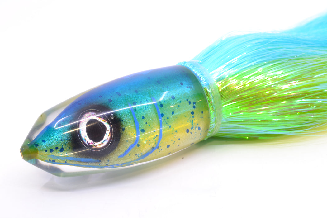 Tsutomu Lures Mahi Fish Head Benchmark Bullet 12" 8oz EZ Flash Ice Blue-Green