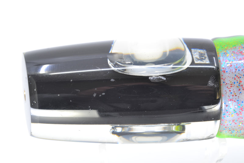 Koya Lures Black Pearl Doll Eyes Medium Kona Plunger 10" 8oz Skirted *CRACKED* GZE