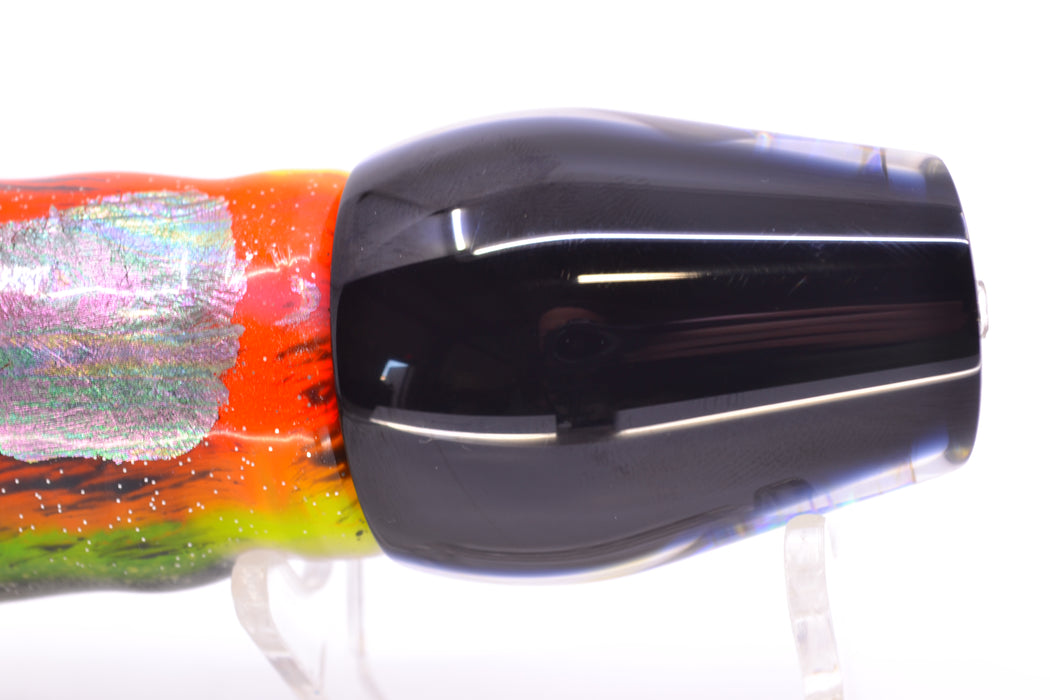 Moyes Lures Orange Dichro Black Back Taxi Eyes Medium Sumo 12" 6.8oz Skirted