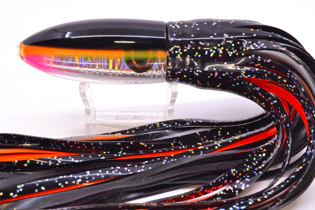 Moyes Lures Silver Aurora Black-Orange Back Keeled Medium Ono Bullet 9" 8.7oz Skirted GZE