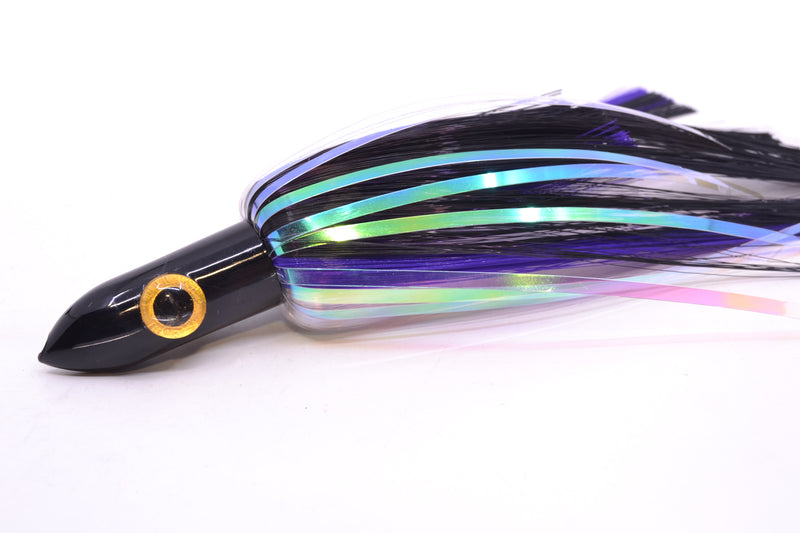 Iland Lures Black-Purple-Crystal Flash Hair Chrome Head "Hawaiian Eye" Ilander 8.5" 2.5oz IL405F-BK/PL/CY