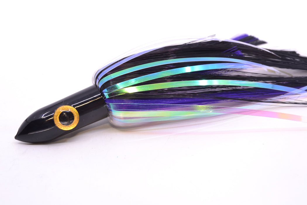 Iland Lures Black-Purple-Crystal Flash Hair Chrome Head "Hawaiian Eye" Ilander 8.5" 2.5oz IL405F-BK/PL/CY