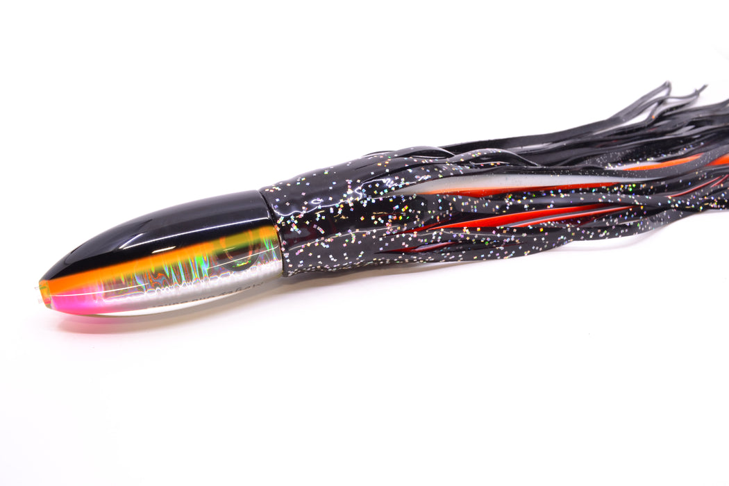 Moyes Lures Silver Aurora Black-Orange Back Keeled Medium Ono Bullet 9" 8.7oz Skirted GZE