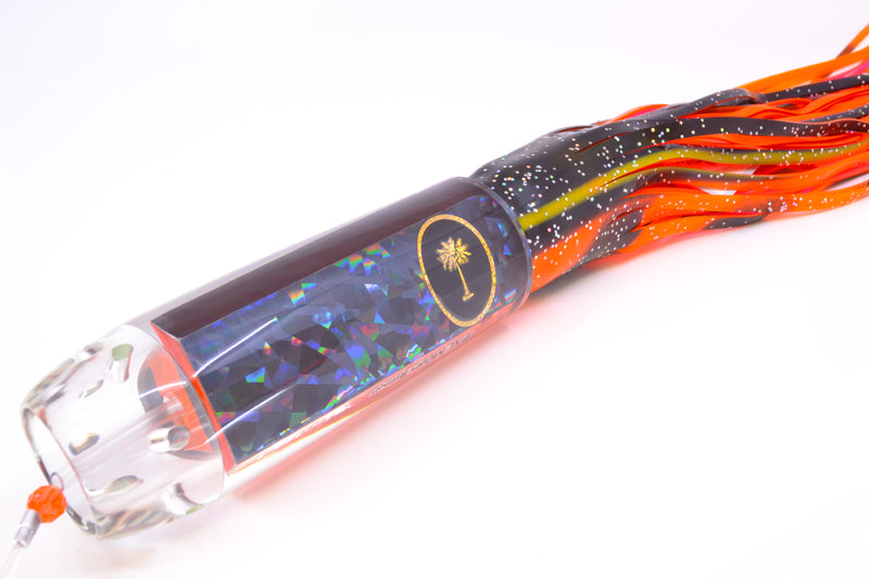 Palmetto Lures Black Rainbow Flake XL Mojo Rising 14" 26oz Skirted Black-Orange & Black Bars