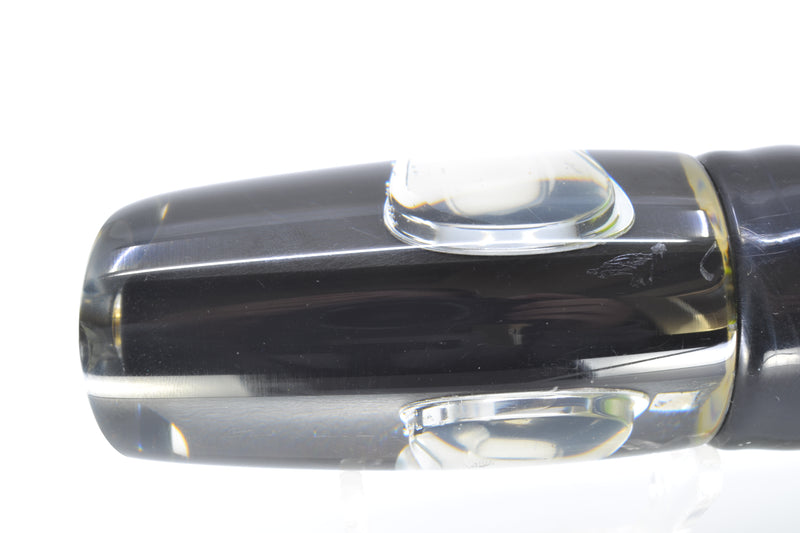 Koya Lures Black Pearl Doll Eyes Medium Kona Plunger 10" 8oz Skirted *CRACKED* GZE