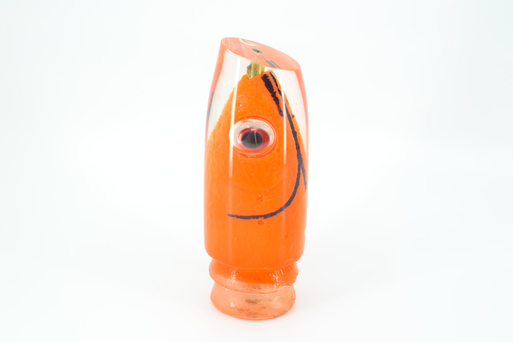 Joe Yee Orange Fish Head Black-Red Shakey Eyes Super Plunger 14" 7.5oz