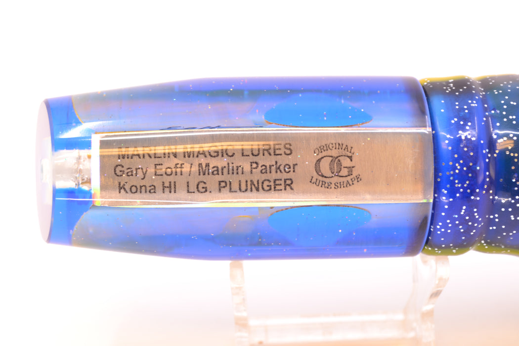 Marlin Magic Golden MOP Blue Back Red Eyes Large Plunger 12" 9oz Skirted Black-Yellow-Blue