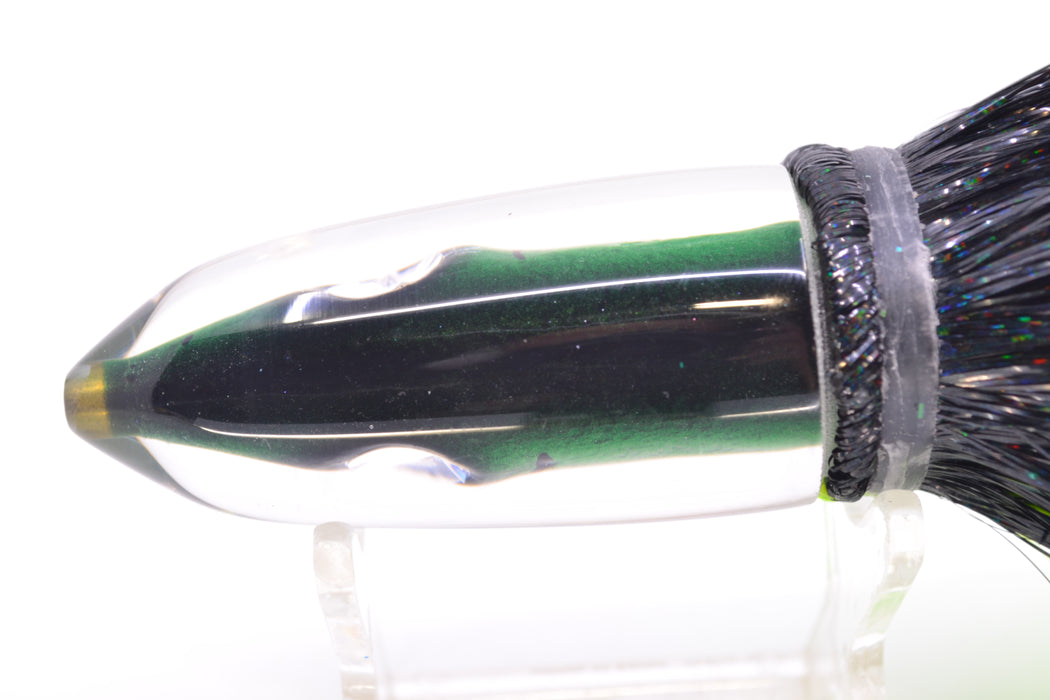 Tsutomu Lures Black-Green-Silver Fish Head Ali'i Bullet 7" 5oz Strobez Black-Chartreuse