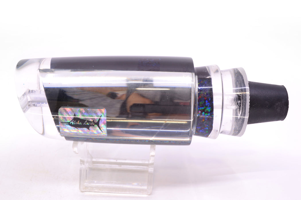 Aloha Lures Clear Mirrored Black-Black Back No Eyes Smash Bait 14" 9.5oz GZE