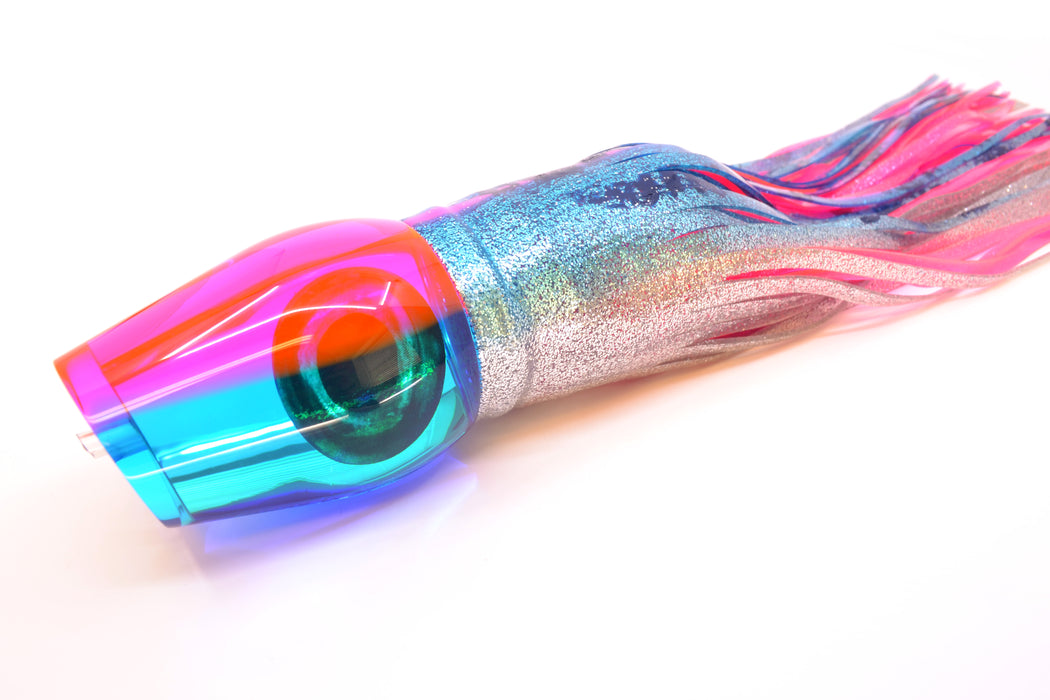 Moyes Lures Ice Blue Mirrored Pink Back Taxi Eyes XL Sumo 16" 20.5oz Skirted Blue-Silver