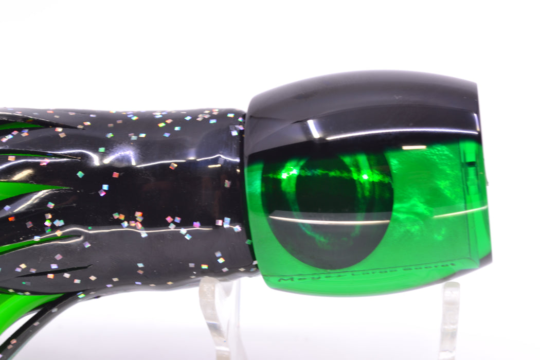 Moyes Lures Green MOP Black Back Taxi Eyes Large Secret 12" 6.5oz Skirted Black Aurora GZE