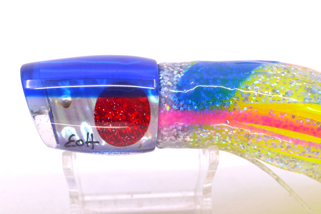 Marlin Magic White Awabi Blue Back Red Eyes Small Ruckus 9" 5oz Skirted Blue Bars/Chart