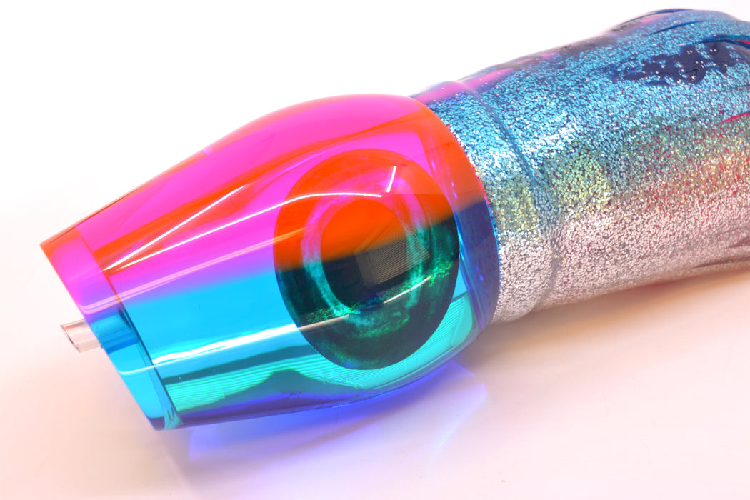 Moyes Lures Ice Blue Mirrored Pink Back Taxi Eyes XL Sumo 16" 20.5oz Skirted Blue-Silver
