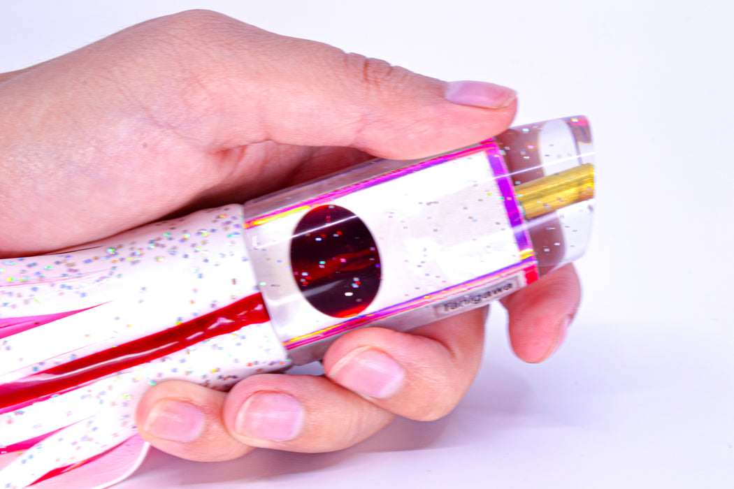 Tanigawa Lures White MOP Pink Rainbow Wrap Plunger 9" 6.4oz Skirted White/Pink