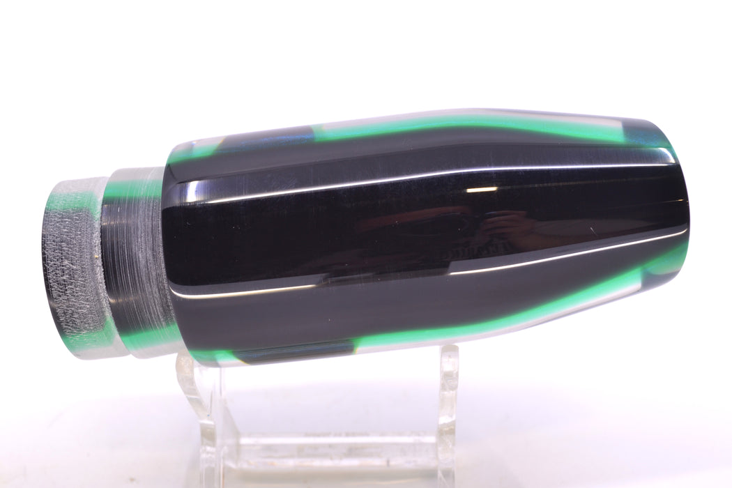 Crampton Baits Real White Ripple MOP Black-Green Back Black-Green Eyes Plunger 12" 6oz